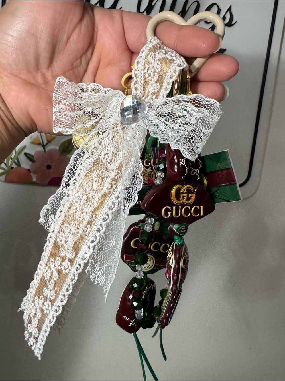 Green & Tan Fancy Phone/Key/Bag Chain #P1111 - Picture 9 of 13